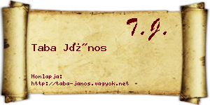 Taba János névjegykártya